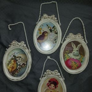 4 Beautiful Vintage Easter  Hanging Picture Frames .